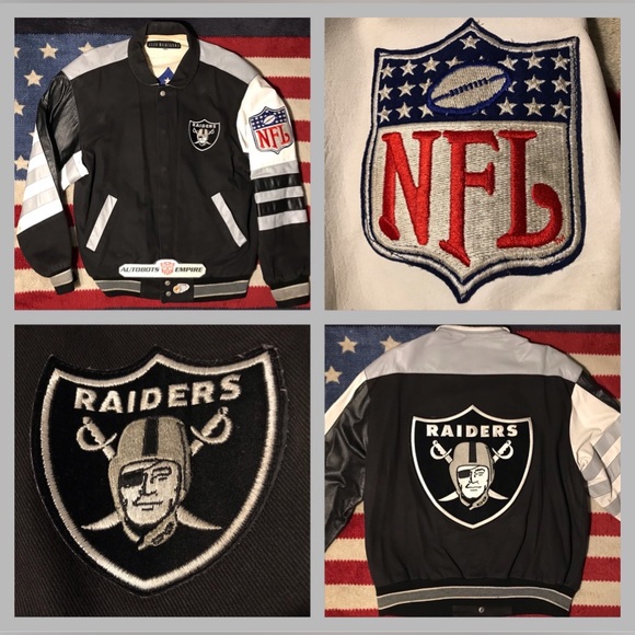 Vintage 90s JEFF HAMILTON NFL LA RAIDERS LEATHER FOOTBALL JACKET S